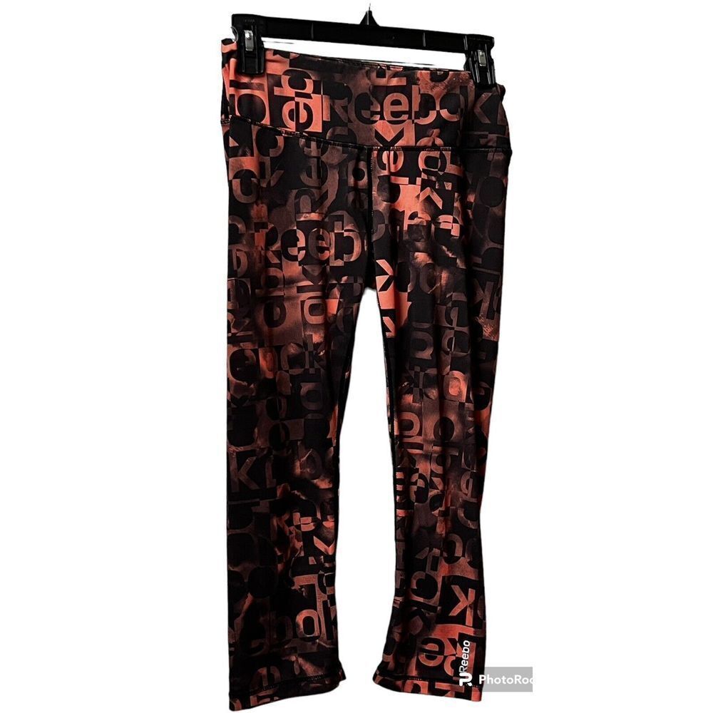 Reebok Leggings Women's XS Speedwick Multicolor Logo‎ Pants Black Xsmall DDC-C